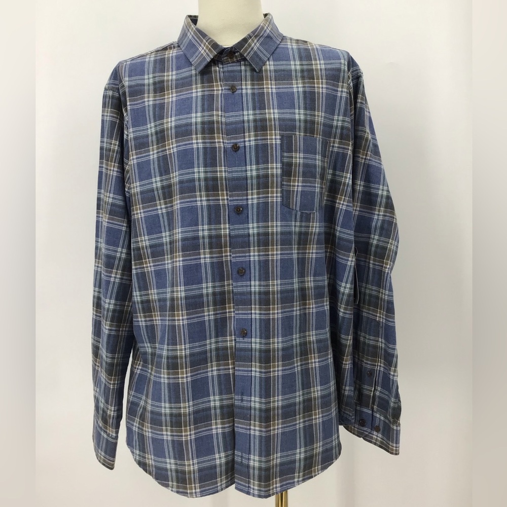 JOHNNY BIGG Blue Plaid Men's Shirt 3XL